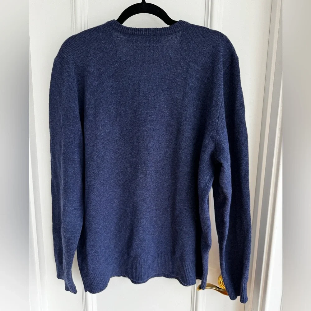 Vintage Polo Ralph Lauren Blue V Neck Lambs Wool Sweater XL - Picture 4 of 4